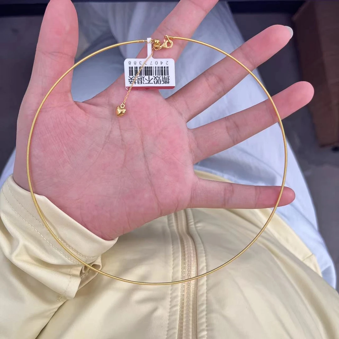 黄金足金999  5G工艺 蛇骨项圈百搭款蛇骨记记黄金项链黄金按克卖