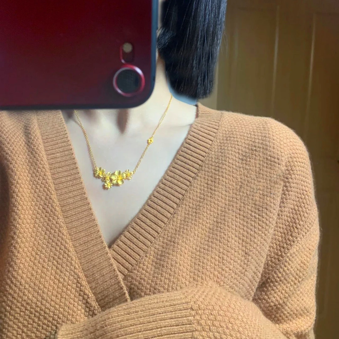 黄金 足金999 5G工艺 三生花套链  花花项链  黄金按克卖