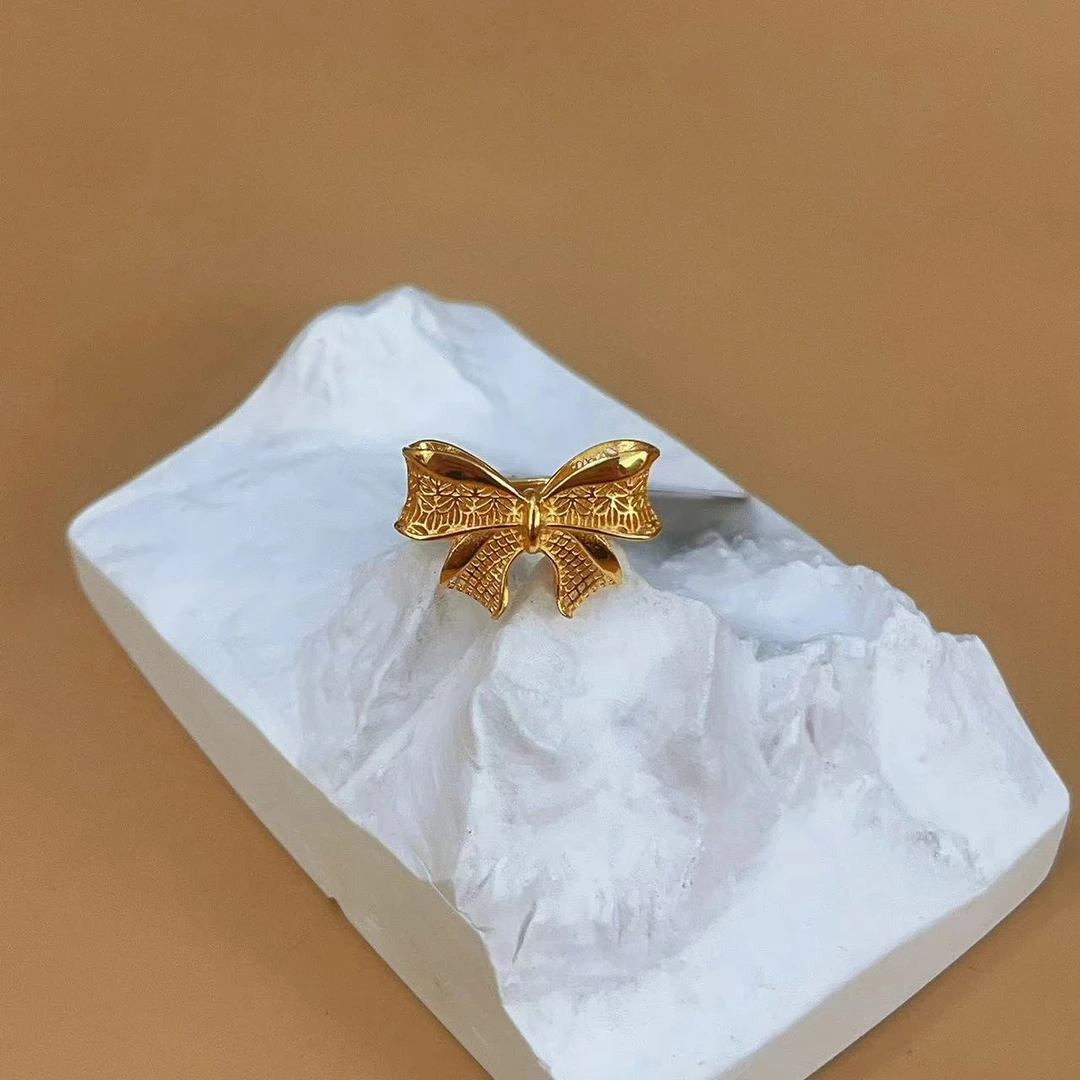 黄金 足金999 5G工艺 花丝蝴蝶结戒指 开口可调节  黄金按克卖