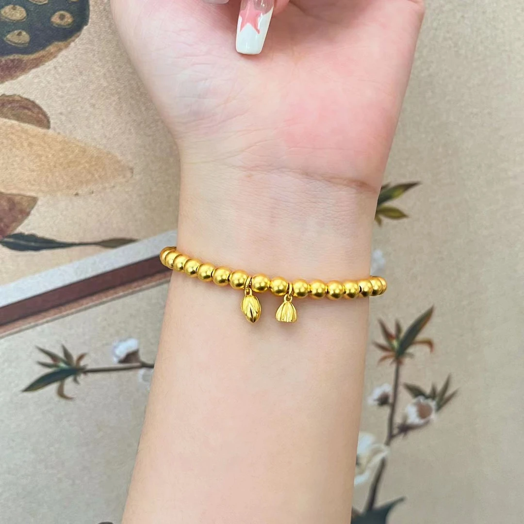足金999 古法工艺 珠珠手链 莲蓬手串两世欢黄金手串 黄金按克卖