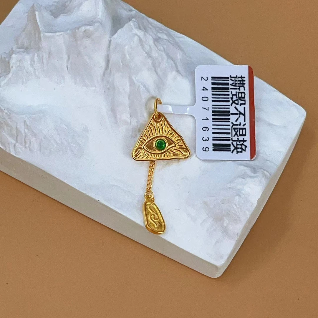 妮蔻黄金足金999 恶魔之眼流苏吊坠5G工艺黄金首饰黄金按克卖