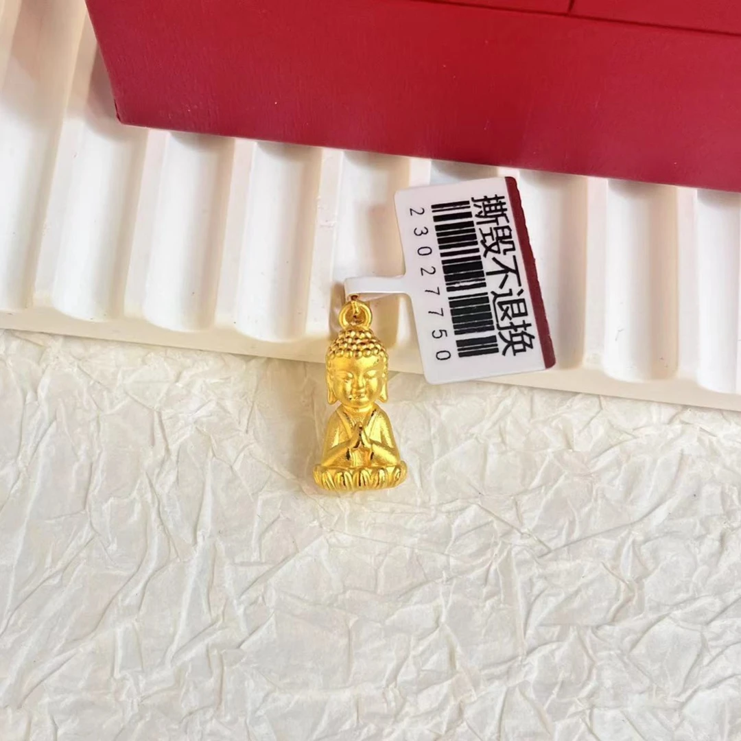 足金999 3D工艺 莲花座宝宝佛吊坠 足金 黄金吊坠 重2.21克
