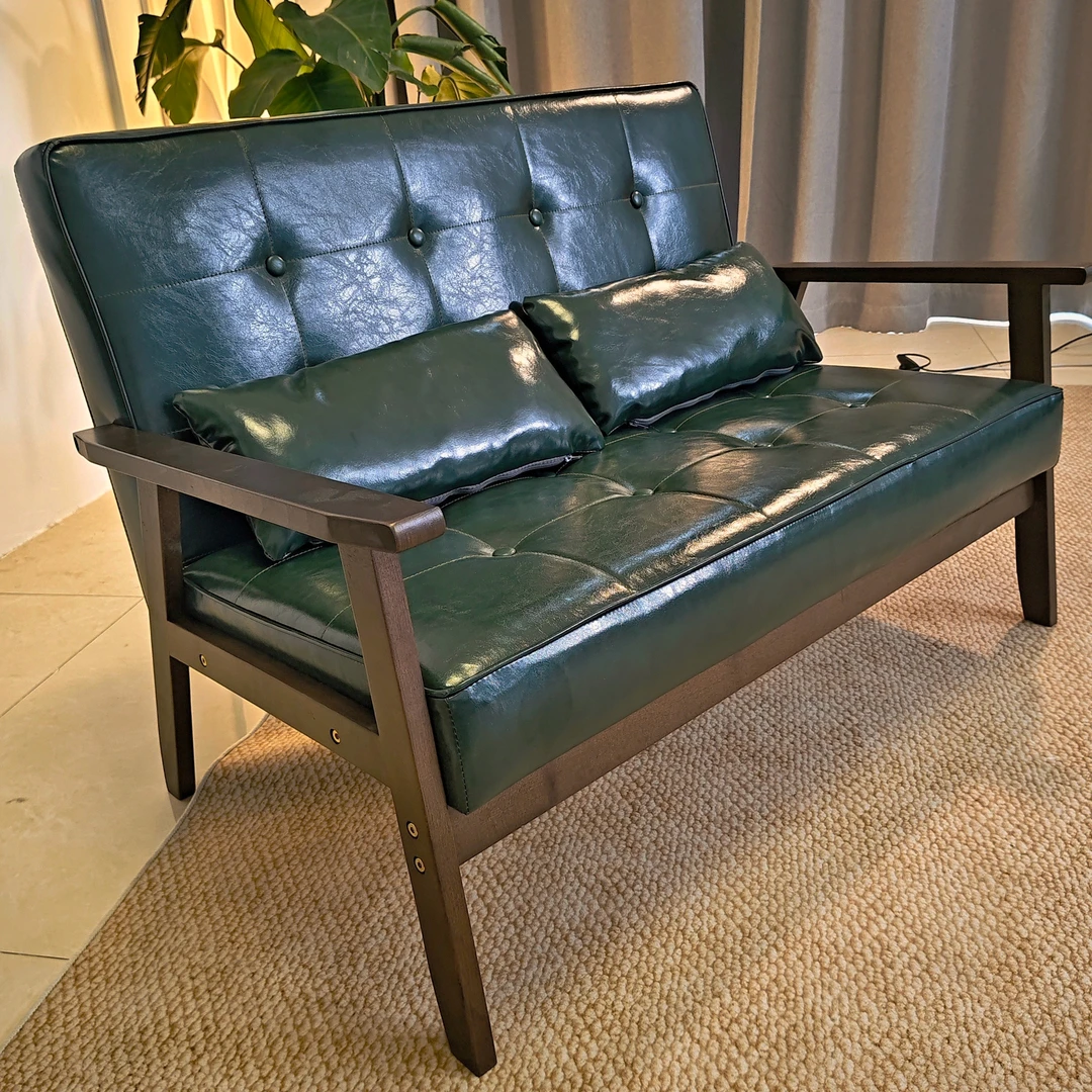 复古翡翠方块家用沙发实木椅简约服装店休闲卧室客厅靠背椅复古