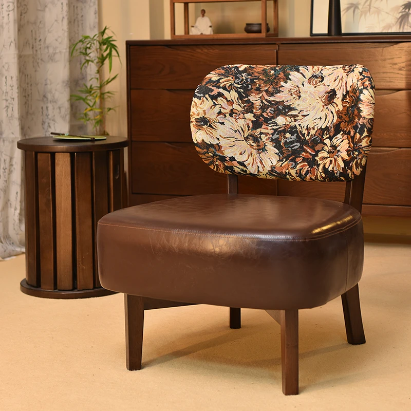 【气派大沙发】新中式沙发椅客厅阳台家用单人书房椅餐厅皮艺复古