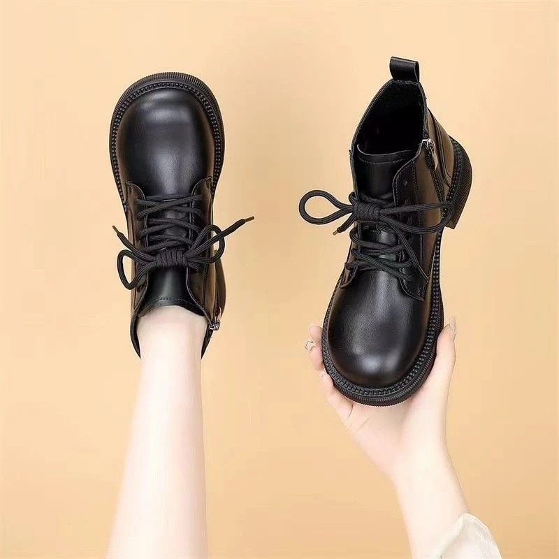 马丁靴女款2024新款英伦风百搭爆款单靴小个子超火短靴瘦瘦鞋子