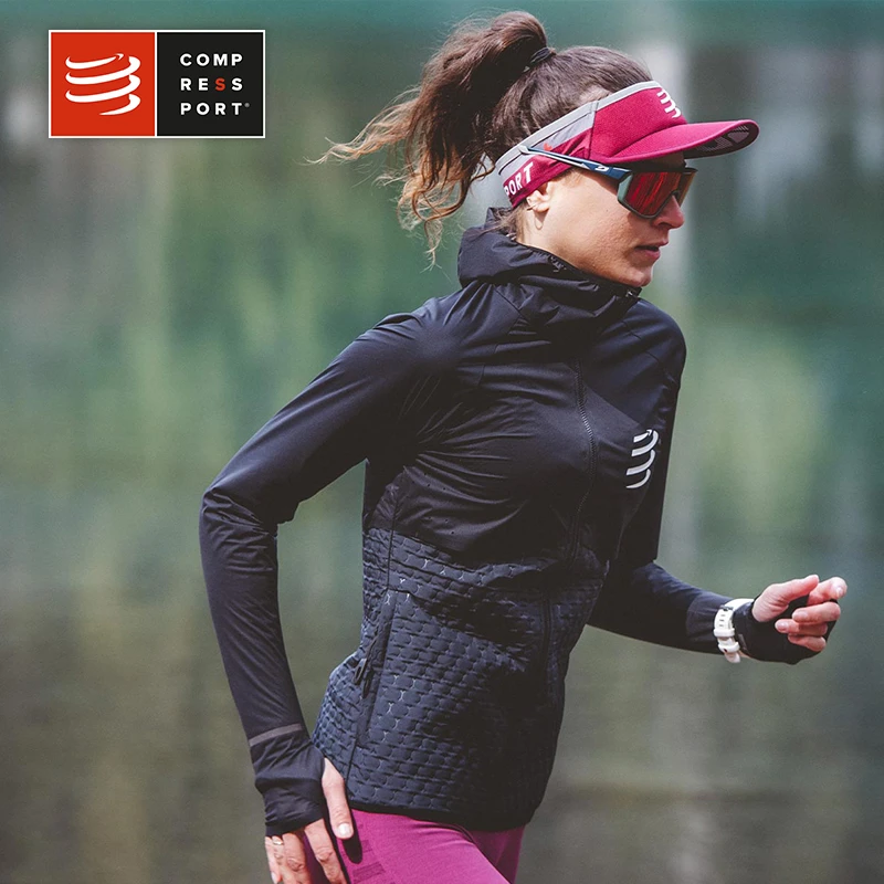 Compressport秋冬跑步运动Insulated10/10保暖防风连帽夹克女长袖