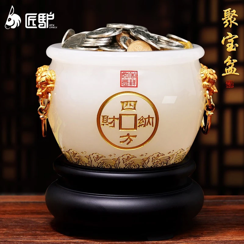 聚宝盆摆件招财聚财客厅酒柜办公室装饰高档乔迁新居礼品开业礼物