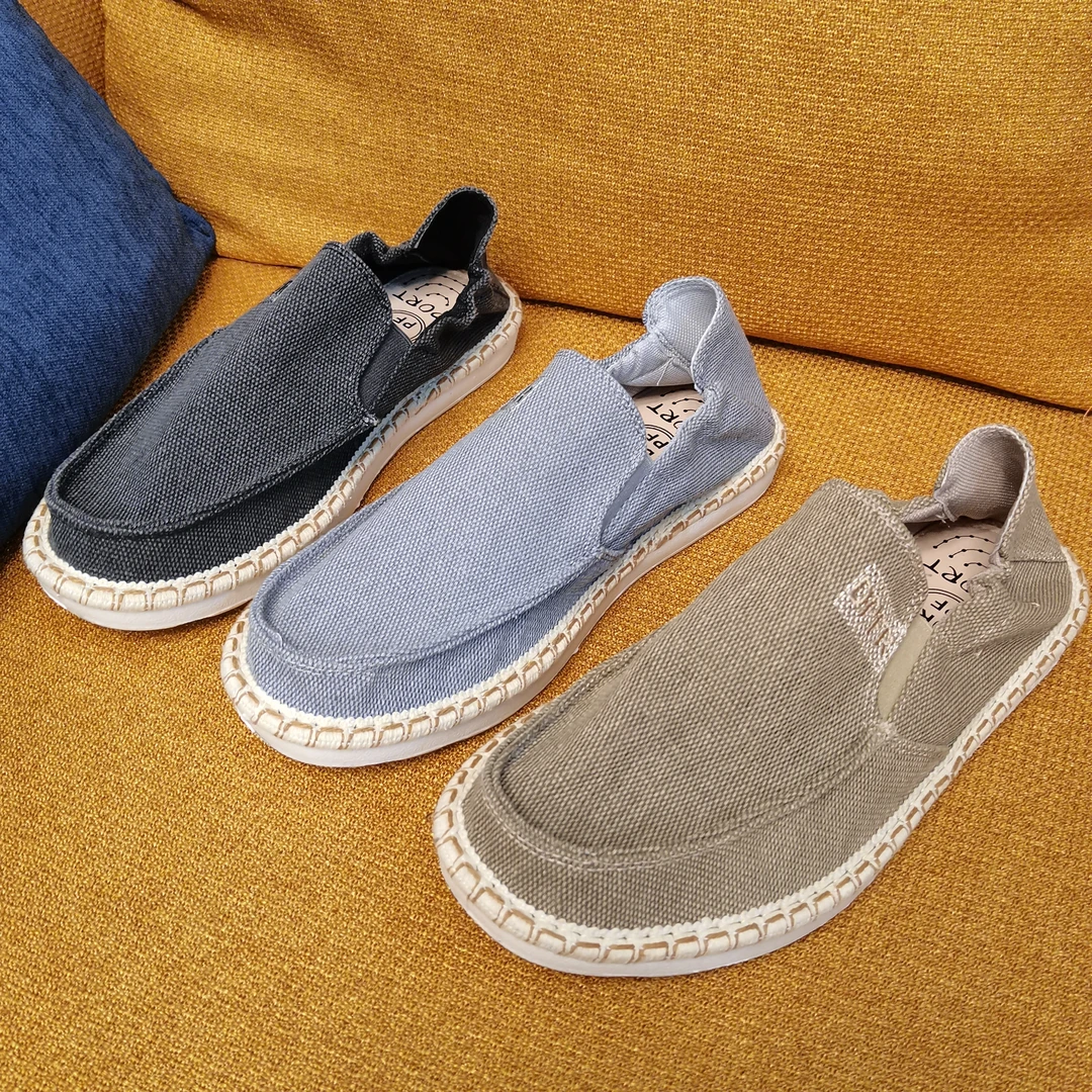 2024外贸原单男鞋一脚蹬驾车懒人帆布鞋男套脚帆布鞋男透气休闲鞋