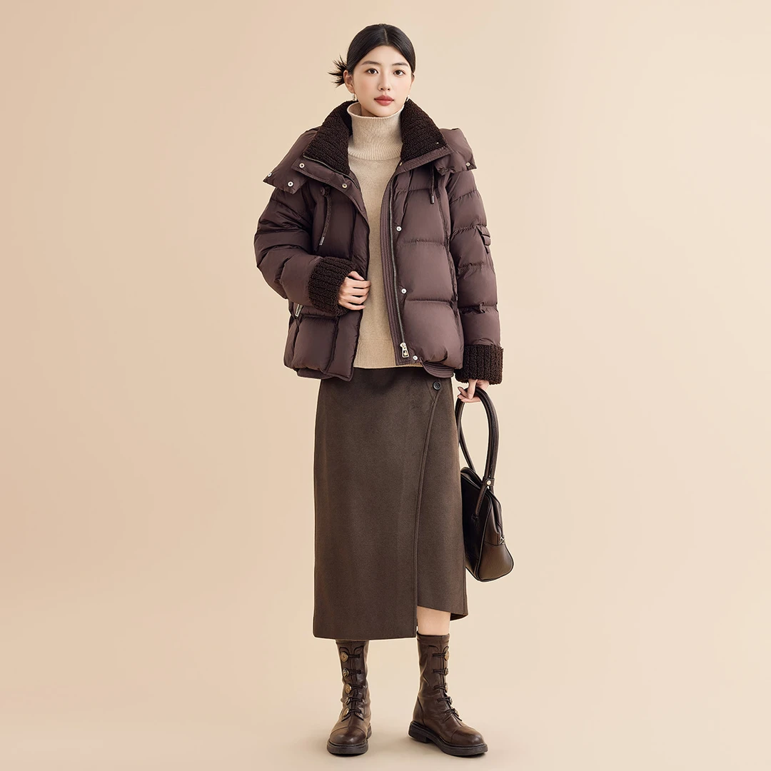 GOOBGS美拉德羊羔毛拼接羽绒服G4466048-6