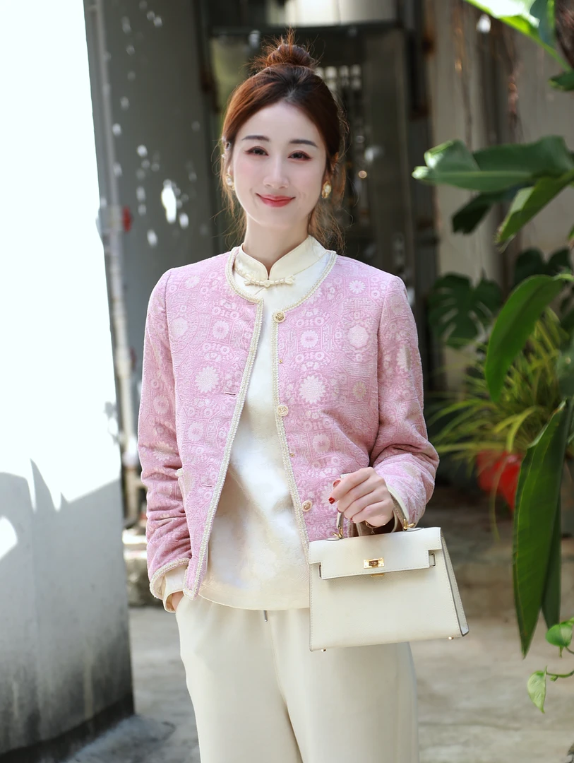 冬季百搭显瘦中国风气质尚休闲女士加厚加棉外套2945