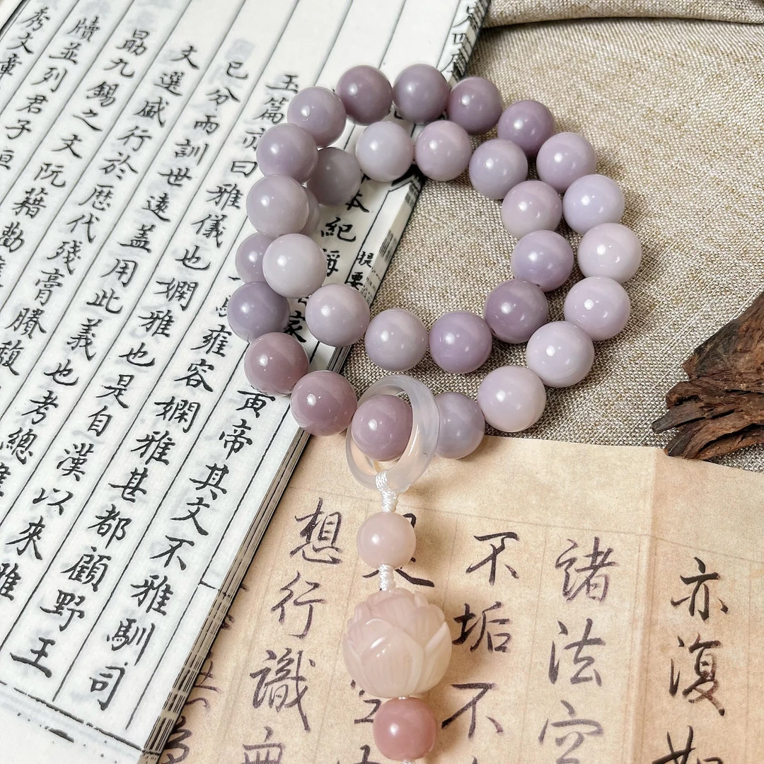 【饰念菩提】紫色漫月紫圆珠手持13mm绕指柔盘玩文玩手串8（H）