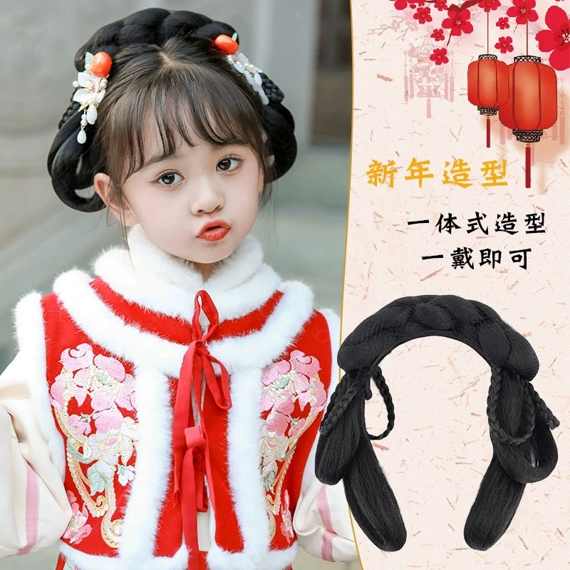 汉服头饰女古装假发一体式儿童发髻古风新手盘发造型懒人垫发发包