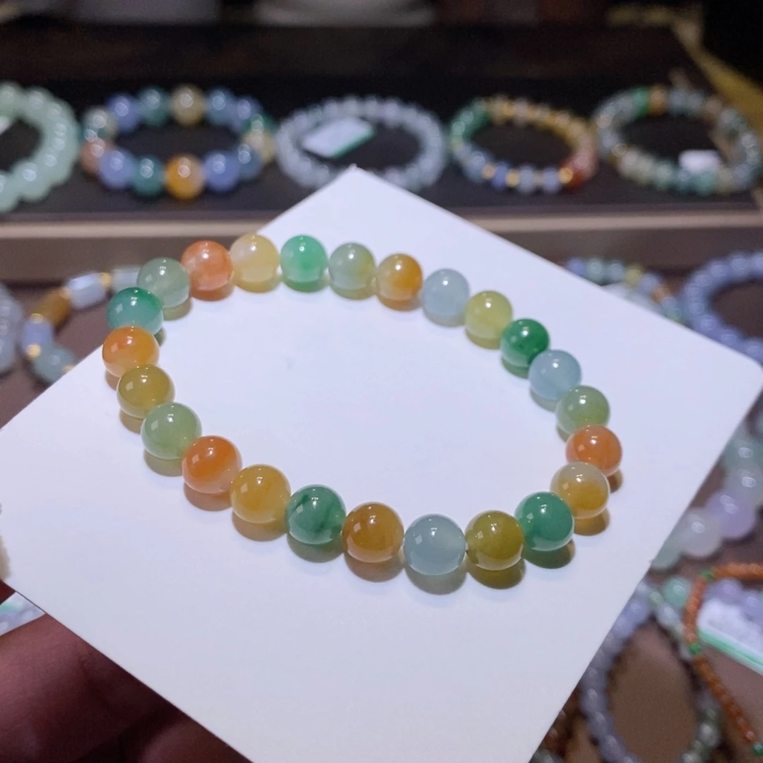 【闪购商品】翡翠手链未镶嵌油彩卡7.6