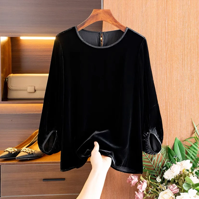 【名衣坊精选】新款气质减龄百搭桑蚕丝上衣气质韩版显瘦洋气秋季