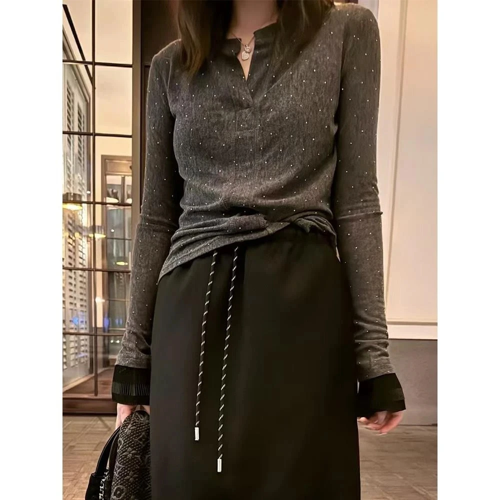 气质打底衫纯色内搭高级感时尚百搭针织长袖外穿女上衣高端针织衫