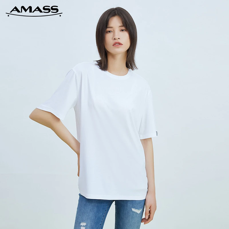 AMASS阿玛施 素面极简宽松短袖T桖5300793 舒适户外透气圆领简约