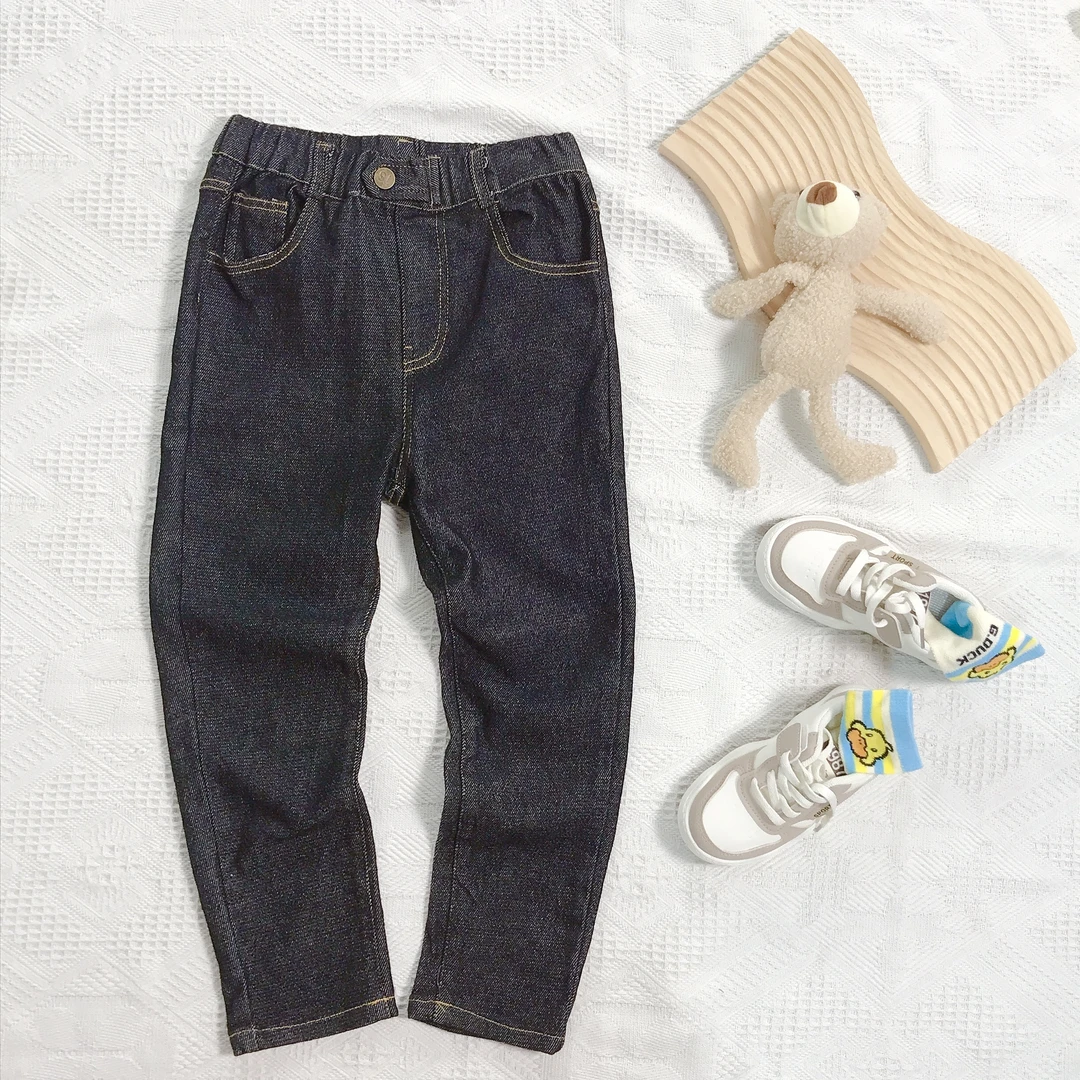 N0542女童春秋时尚百搭韩版通用洋气休闲酷比袋鼠牛仔长裤A1909