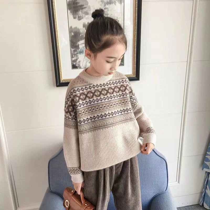 N3250儿童秋冬时尚洋气简约常规套头百搭套头休闲毛衣82313