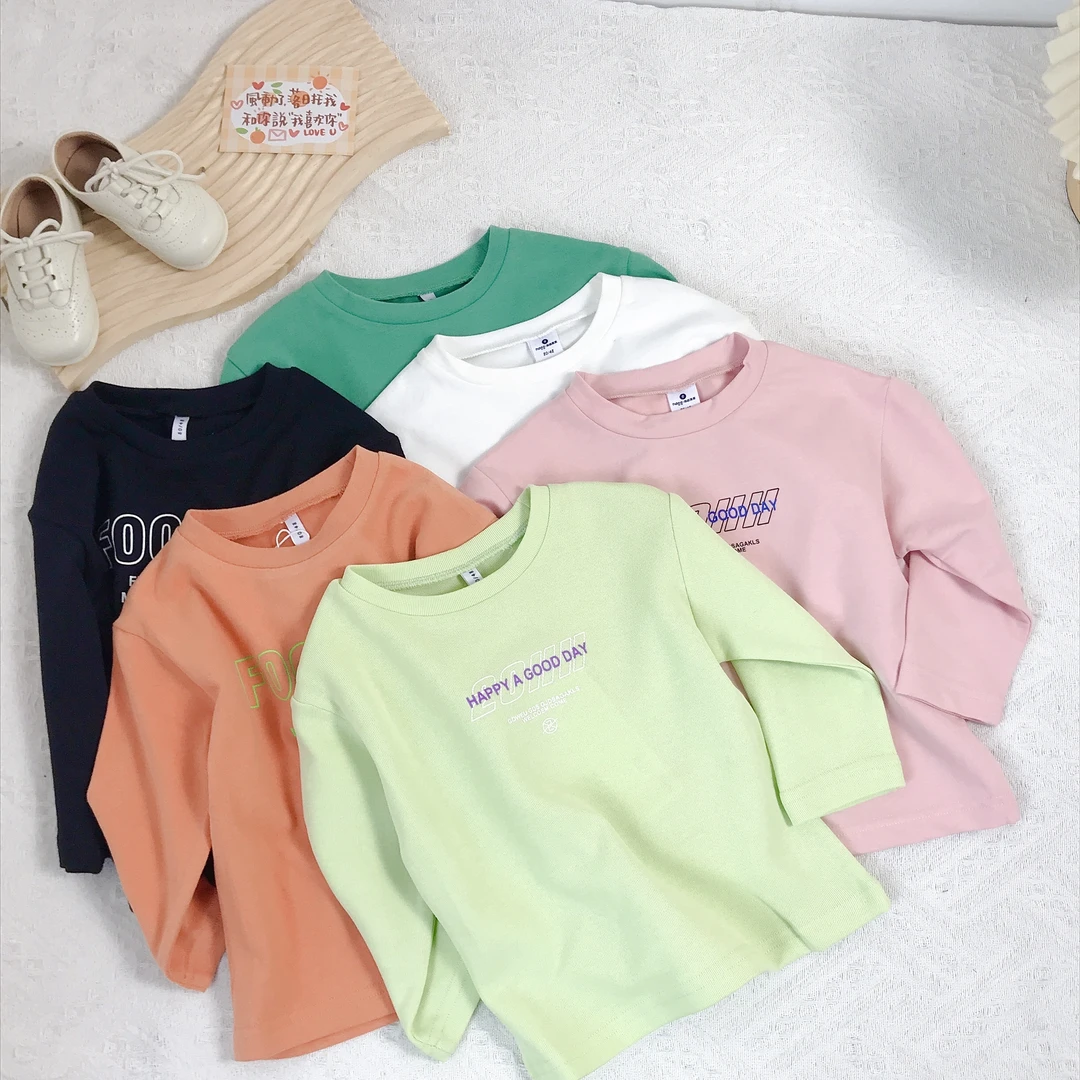 N1090儿童春秋韩版百搭时尚休闲通用洋气字母休闲长袖T恤A2617