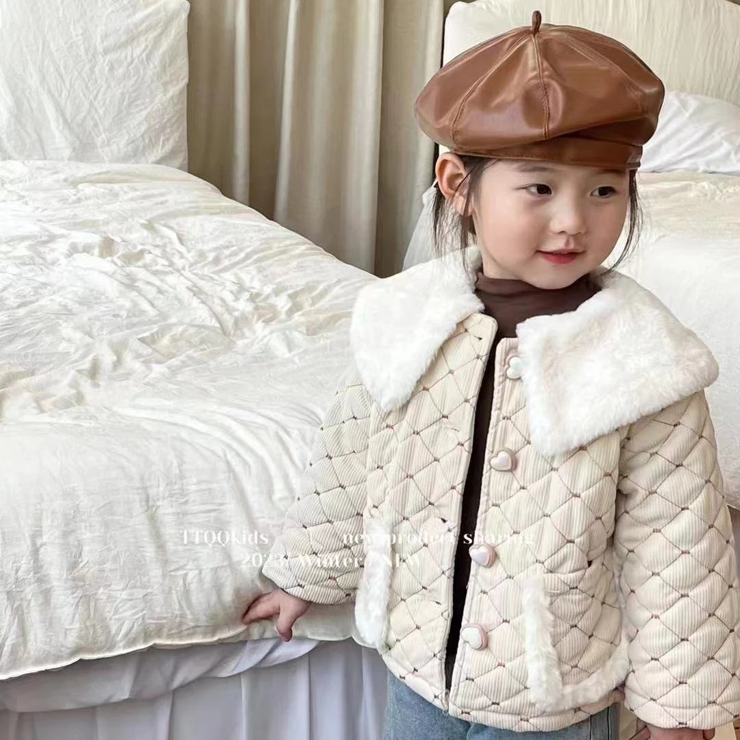 N3408儿童韩版秋冬通用萌娃穿搭百搭 洋气 时尚毛领加绒外套81063