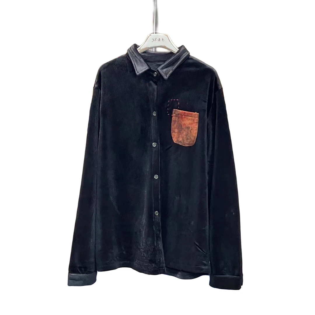 《2256灯芯绒贴布复古衬衫