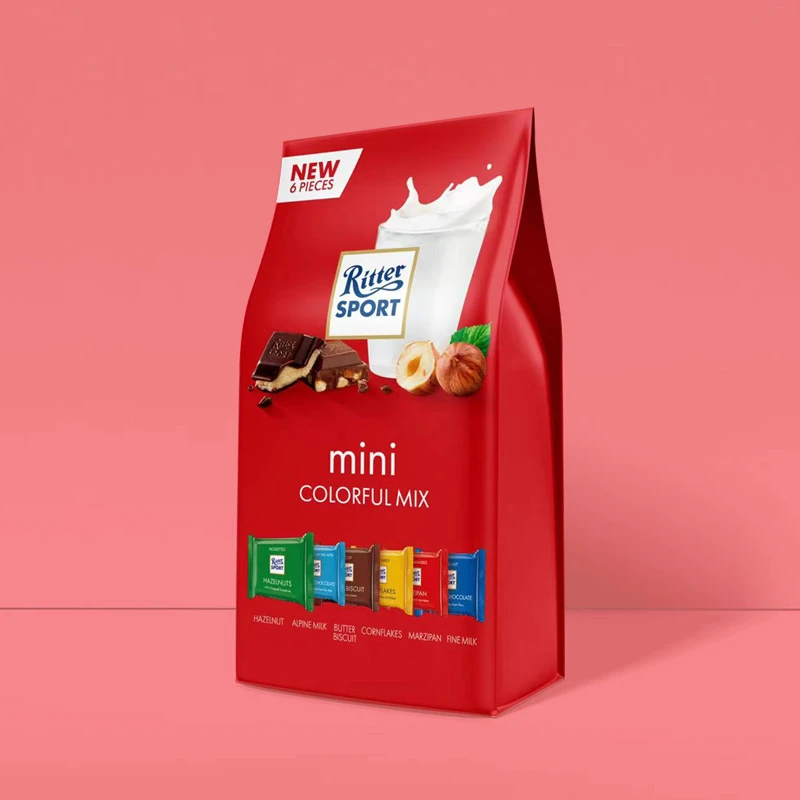 德国进口Ritter Sport瑞特滋迷你牛奶巧克力什锦袋装100g休闲零食