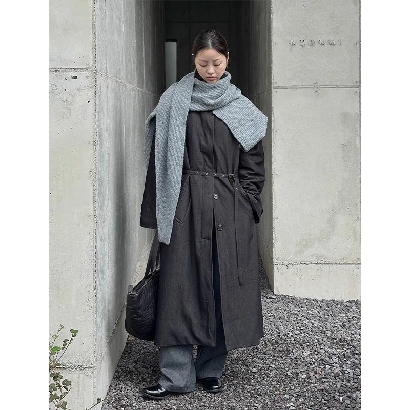 《2025秋冬新品》韩系高级设计感带围巾毛针织衫 03959