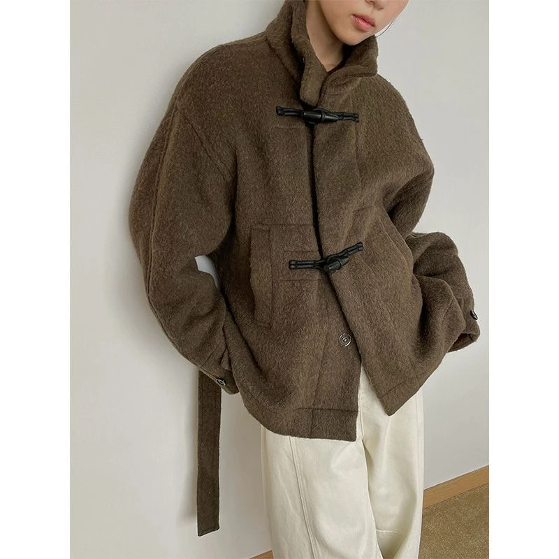 《2025秋冬新品》韩系气质百搭气质毛呢外套 03868