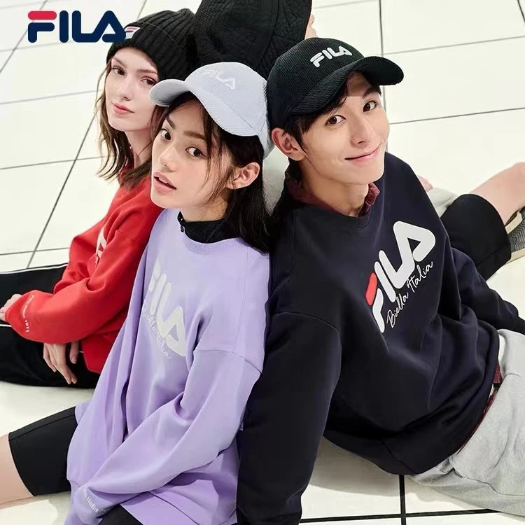 Fila/斐乐【经典大标】休闲运动百搭情侣装针织套头卫衣F11U249201F