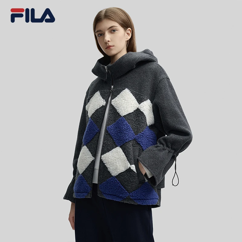 Fila/斐乐秋冬女户外防风保暖针织毛呢外套F11W444504F