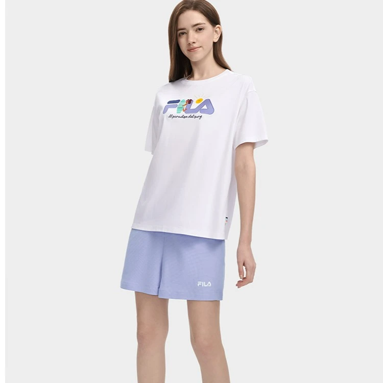 斐乐女士短袖夏季新时尚logo休闲宽松创意插画圆领T恤F51W429105A