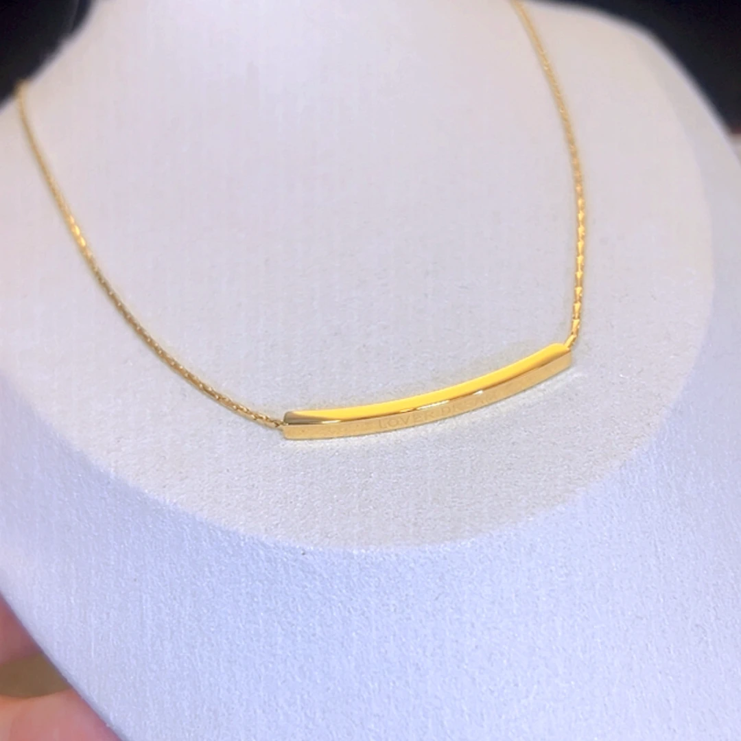 钛钢项链 不掉色金色弯管项链轻奢百搭简约小众MO-500