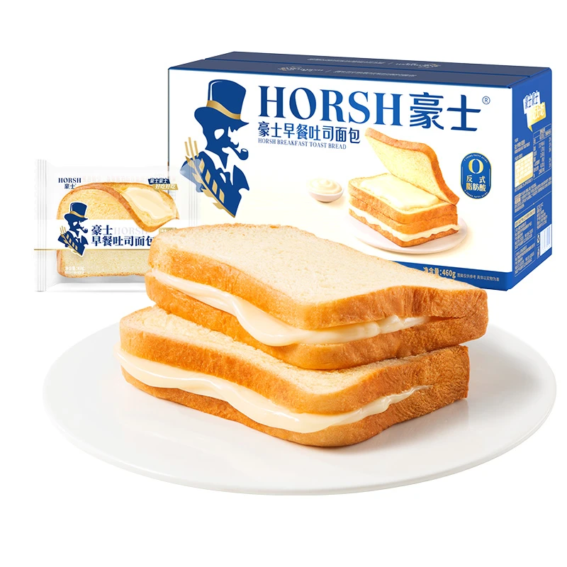 豪士松软炼乳夹心吐司460g早餐面包糕点夜宵有料风味夹面包整箱