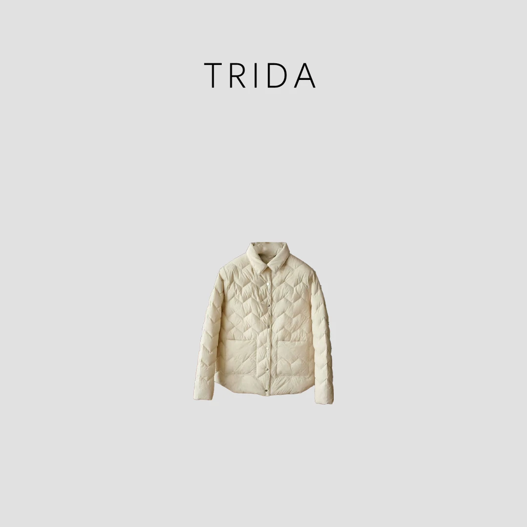 【九妹极简】两色翻领重工钉珠白鹅绒填充外套棉服10067