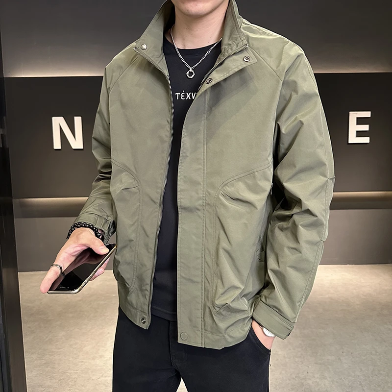 男士秋季新款立领口袋拉链潮流休闲百搭帅气夹克韩版上装外套