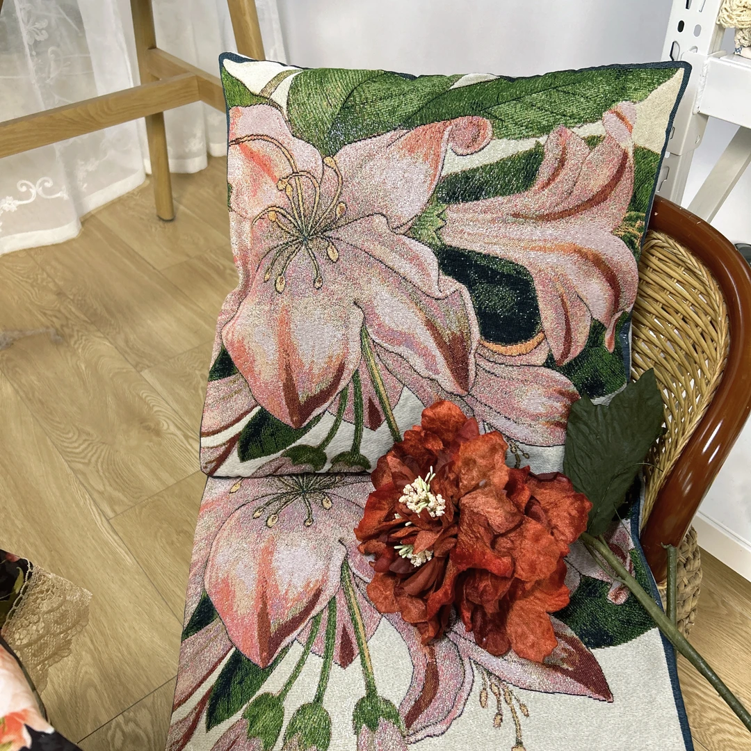 DY206-4棉麻 (50*50cm方/对）荷花抱枕套