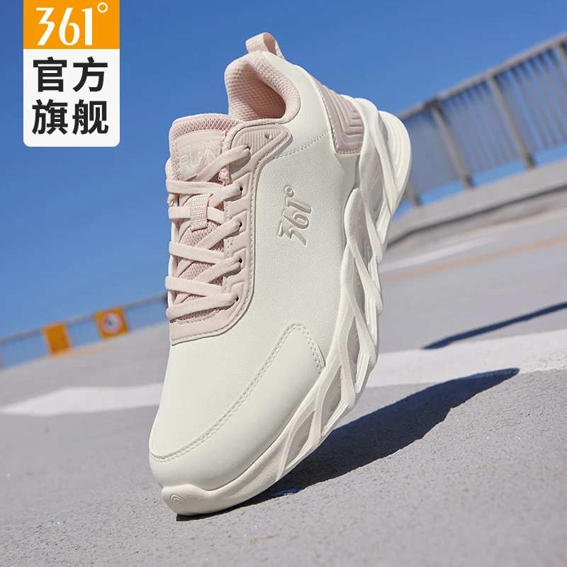 361°运动鞋女鞋正品冬季新款皮面轻便Q弹轻质百搭跑步鞋舒适跑鞋