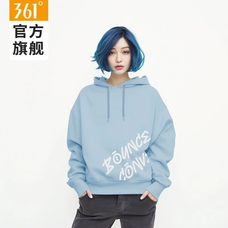 361【XT】女装运动外套2023冬季新款361跑步运动连帽套头卫衣运动