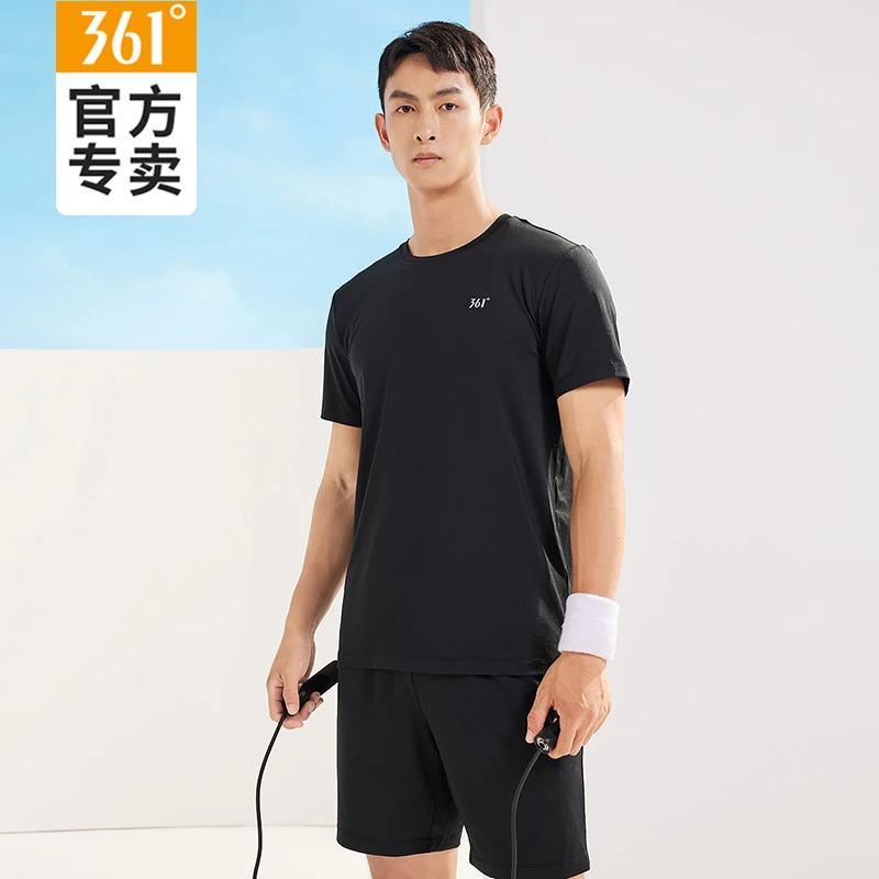 361°运动T恤男2025夏季速干衣健身透气运动套装男士大码五分裤男