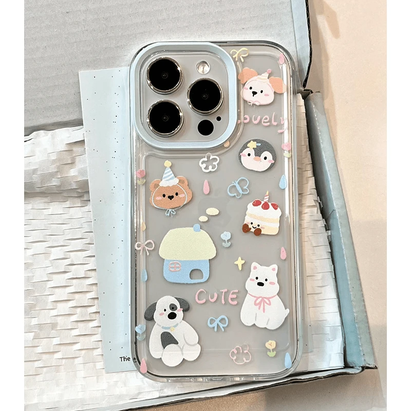 可爱生日小狗适用苹果15手机壳14promax肤感14pro13软壳12防摔11
