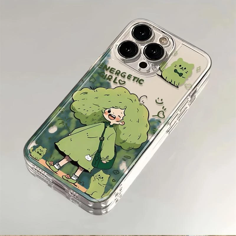 春日绿发女孩适用苹果小米oppovivo华为iPhone12/13/14/15软78p全