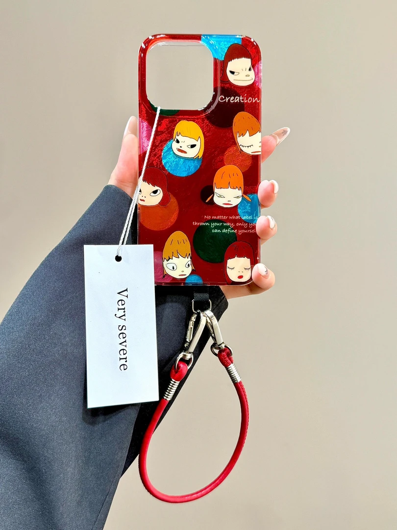 日系可爱波点奈良美智适用苹果16/15/14手机壳13/12磨砂11/xr少女