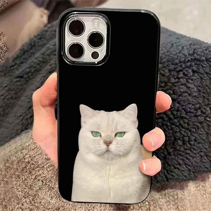 绿眼睛猫咪适用苹果16PROMAX手机壳iPhone15个性14透明13软壳12