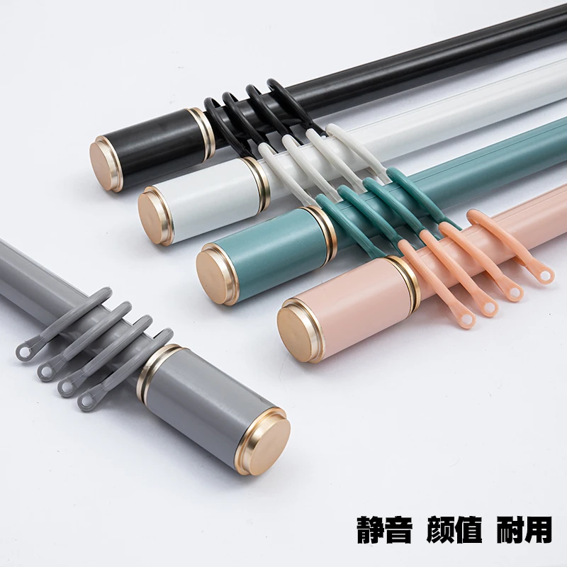 加厚铝合金窗帘杆双杆单杆超厚小清新送配件简约顺滑承重