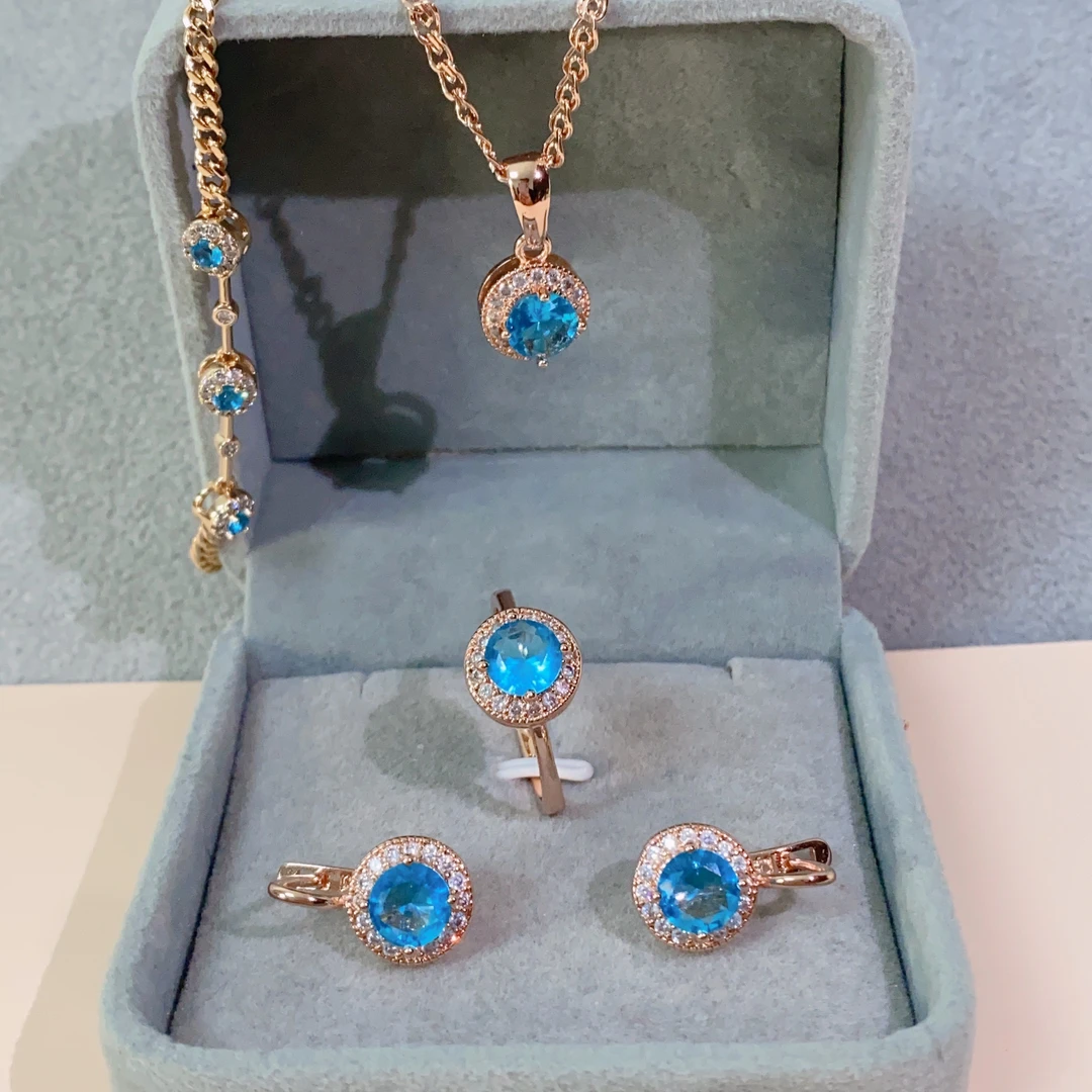 铜合金耳饰 055不掉色铜镀俄罗斯红金585耳环气质轻奢欧美套装