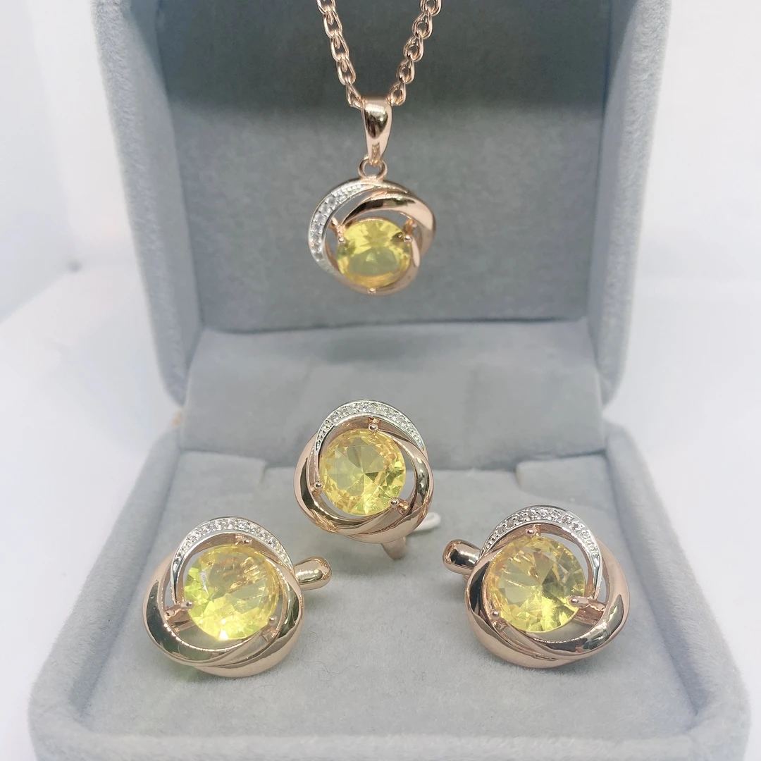 铜合金耳饰 021不掉色铜镀俄罗斯红金585耳环气质轻奢欧美套装