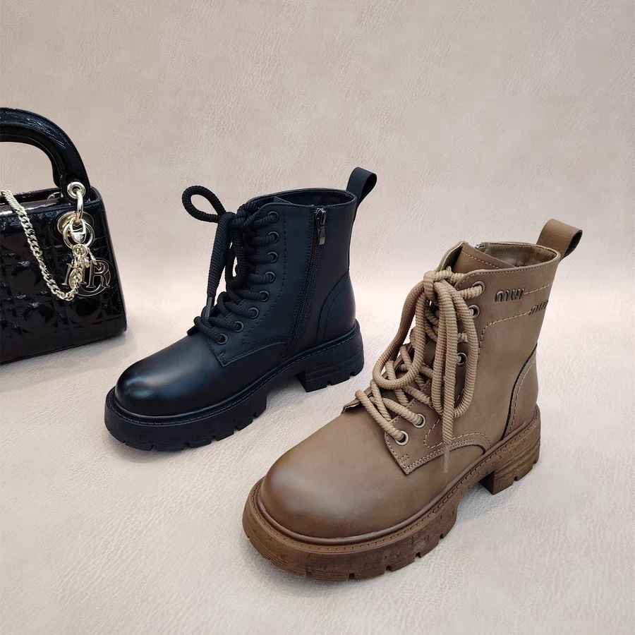 956-2（单里）2024秋冬季小个子英伦风加绒保暖欧货短靴网红机车靴
