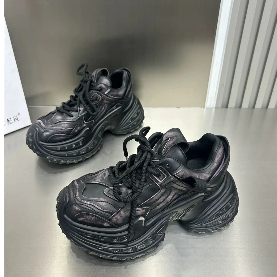 818-1 欧货小个子增高老爹鞋女新款透气时尚网红超过擦色榴莲鞋