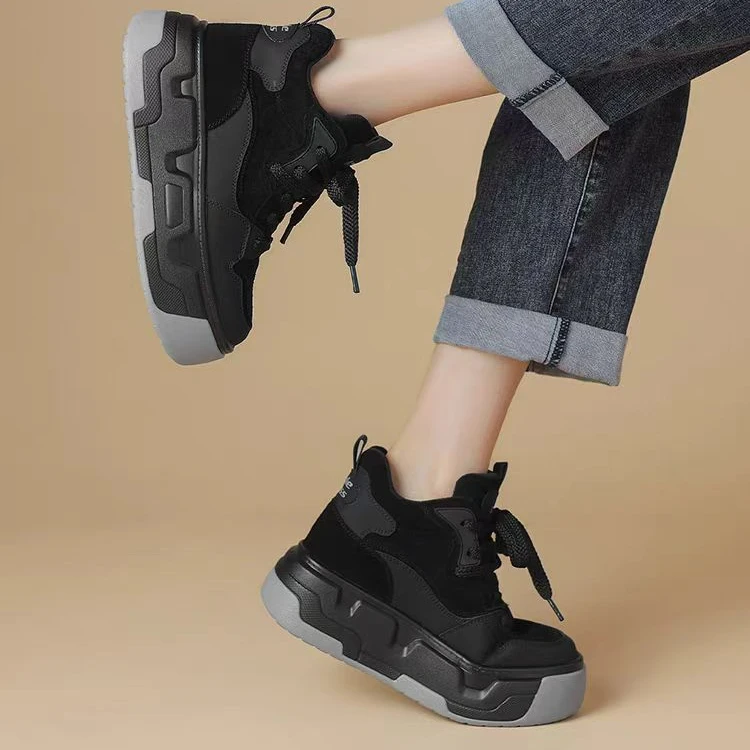 2088-80 复古厚底增高 拼接 加绒保暖低帮生活休闲鞋