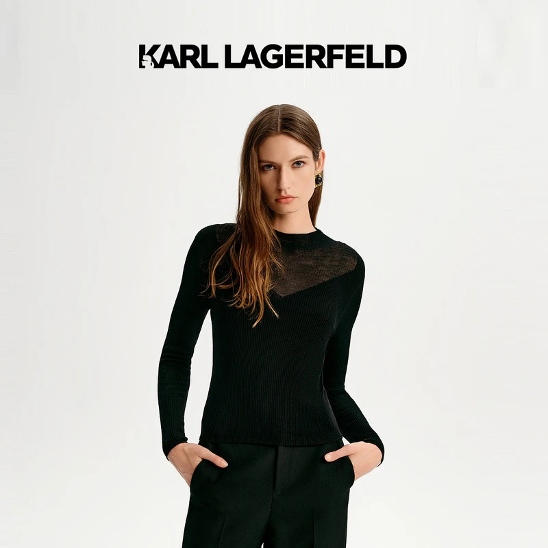 KL LAGERFEL卡尔拉格斐24黑色透视套头衫K26E2309
